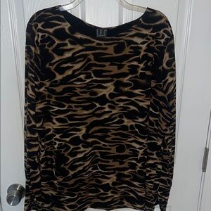 INC International Concepts Black and Brown Animal Print Top